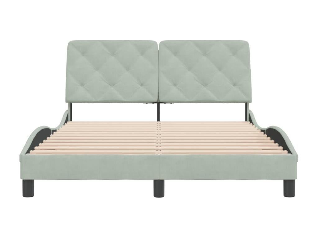 Gray Velvet Bed Frame, 140 x 190 cm