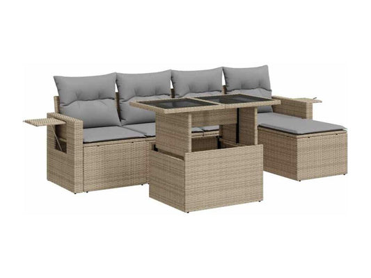 Beige Woven Resin Wicker Outdoor Furniture Set - dlz1766461564467