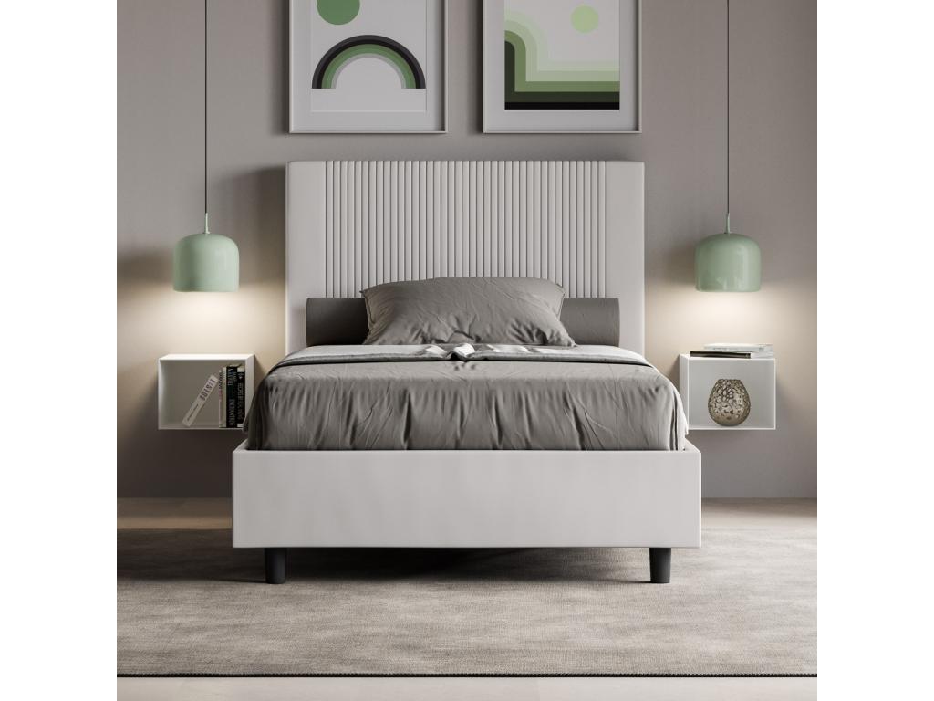 White Faux Leather Bed, 140 x 210 cm