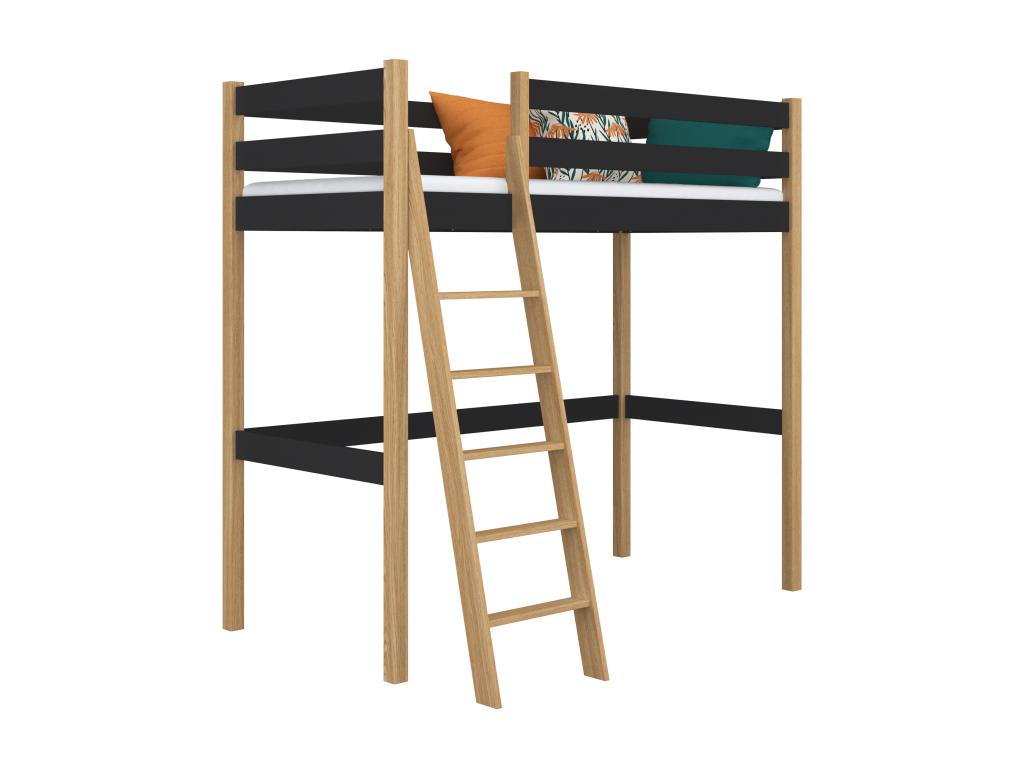 Black Oak Wood Bed, 90 x 180 cm