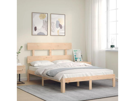 Natural Solid Wood Bed Frame, 140 x 200 cm