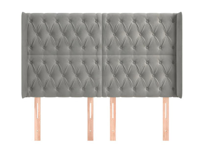 Gray Velvet Bed, 163 x 16 x 118 cm