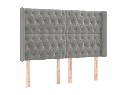 Gray Velvet Bed, 163 x 16 x 118 cm