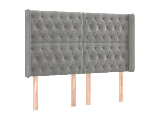 Gray Velvet Bed, 163 x 16 x 118 cm