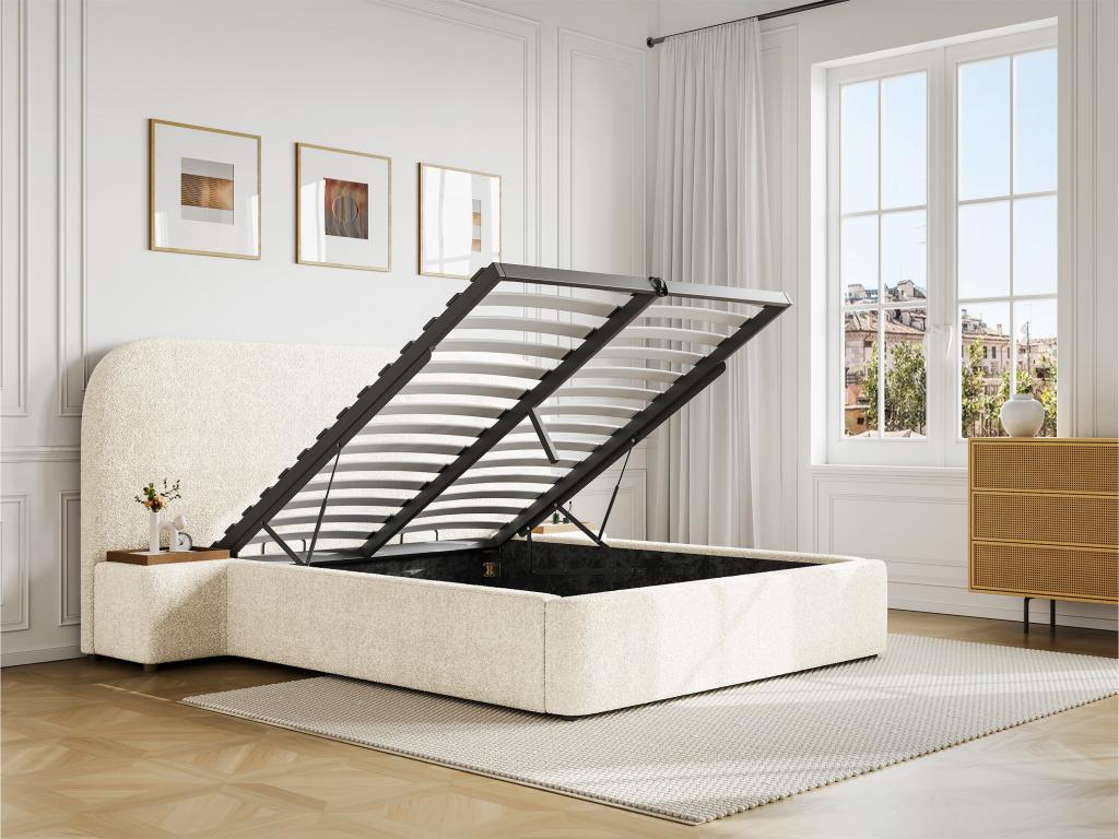 White Boucle Fabric Bed, 180 x 200 cm