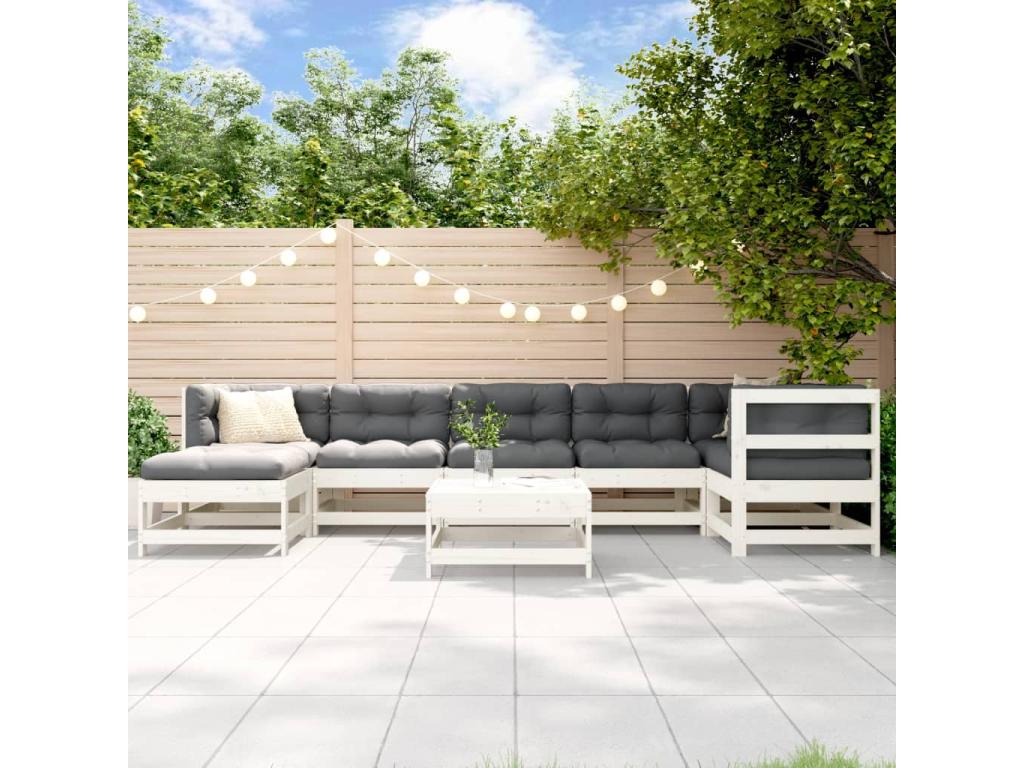 White Solid Wood Outdoor Furniture Set