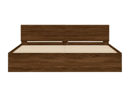 Brown Oak Wood Bed Frame, 160 x 200 cm