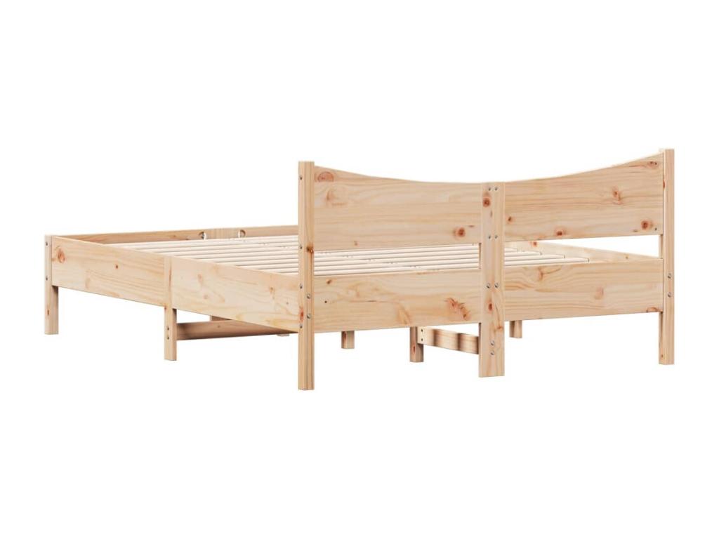 Natural Pine Wood Bed Frame, 140 x 190 cm