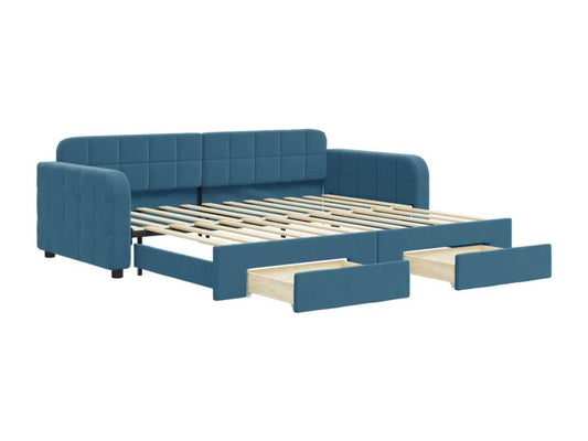 Blue Velvet Bed, 90 x 200 cm