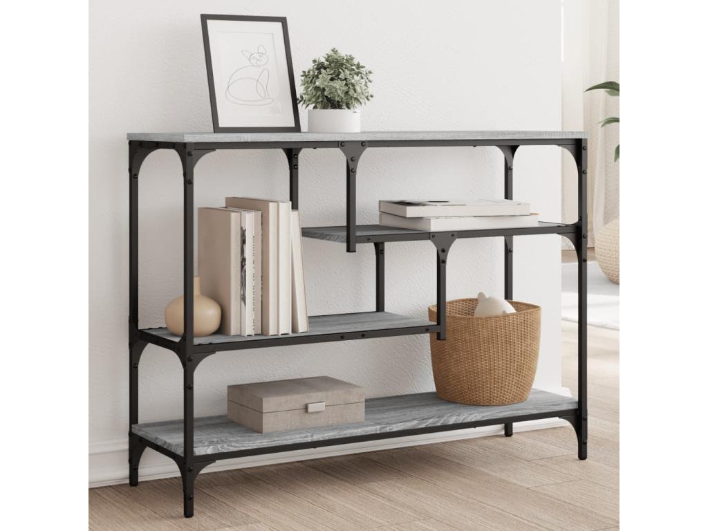 Gray Engineered Wood Table, 100 x 30 x 75 cm