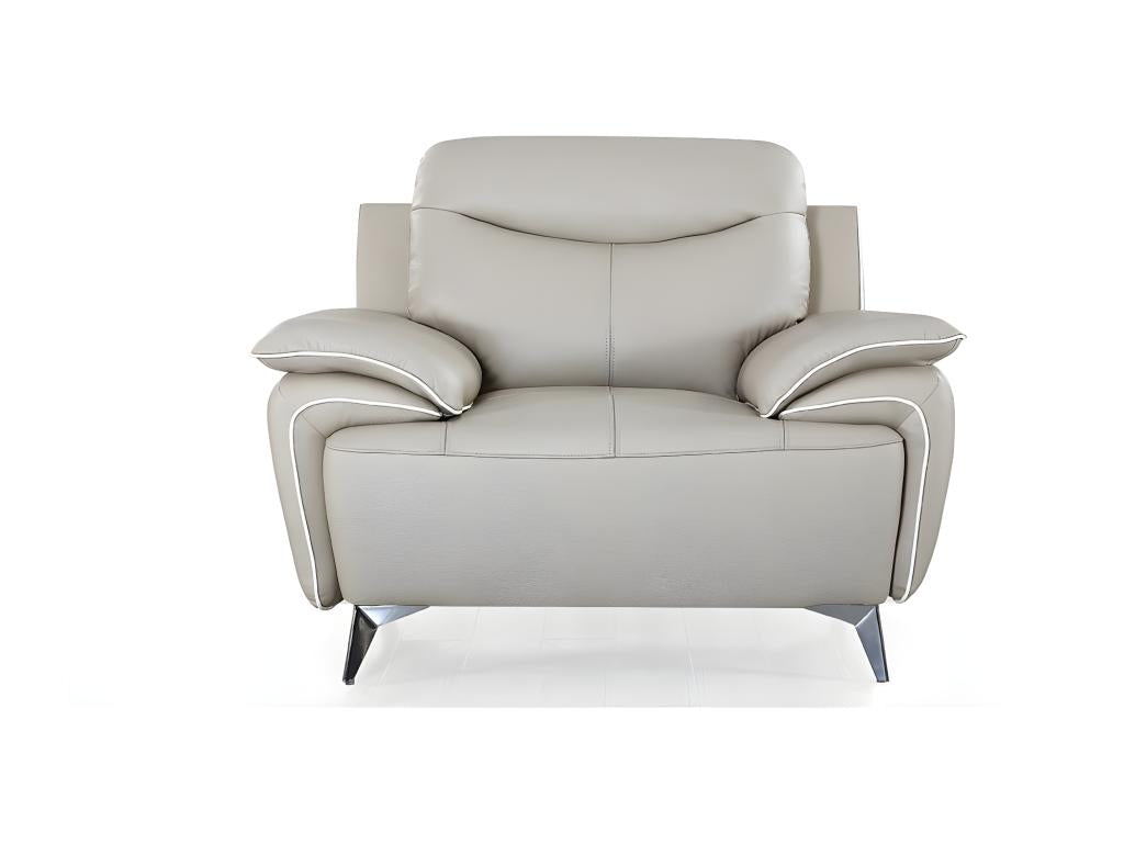 Beige Leather Accent Chair