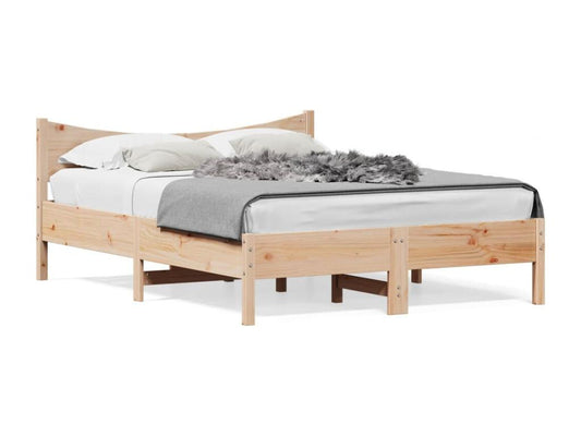 Natural Pine Wood Bed Frame, 140 x 190 cm