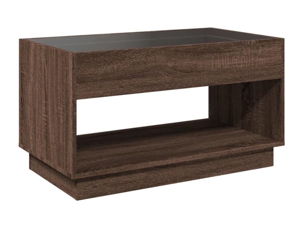 Brown Oak Wood Coffee Table, 90 x 50 x 50 cm