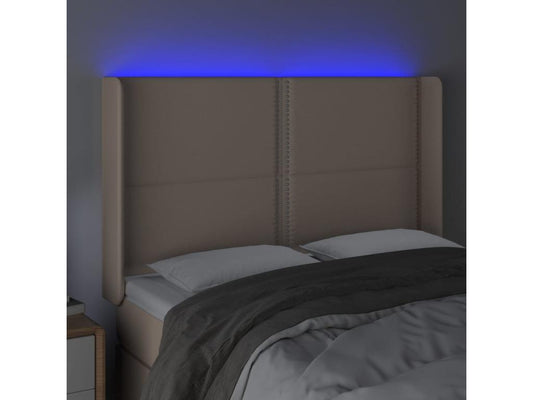 Brown Faux Leather Bed, 147 x 16 x 118 cm